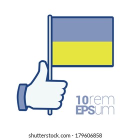 Like/Thumb up/Hand hold flag of Ukraine. Isolated on white background.