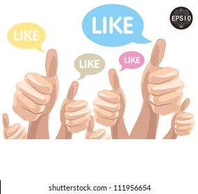 Like/Thumbs Up symbol hand drawn, vector Eps10 illustration.