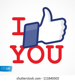 Like/Thumbs Up symbol icon - I like you, vector Eps10 illustration.