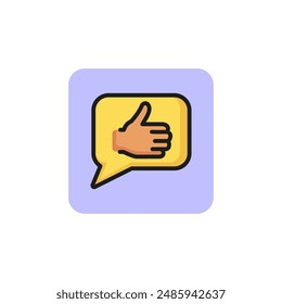 Gefällt-Geste in Sprechblasen-Linien-Symbol. Genehmigung, Bewertung, Erfolg. Rückmeldung. Vektorillustration kann für Themen wie soziale Netzwerke, Internet, Kommunikation verwendet werden