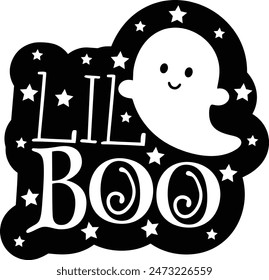 Lil Boo Funny Halloween Ghost Typography Design