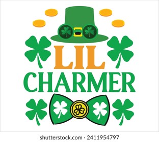 Camiseta con encanto Lil' Charmer , Camiseta con Día de los Simpatizantes, Graciosa San Patricio, Dia de los Padres divertidos, trébol de encanto afortunado, Cotutos graciosos, Shamrock, Día de los Simpatizantes, Archivos Cortados para el Cricut