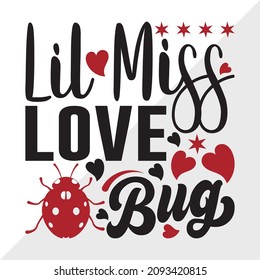 Lil Miss Love Bug Printable Vector Illustration