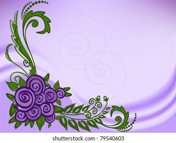 Lilac abstract background with roses and curls