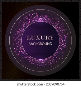 Lilac background with circle inside and label, gold outline