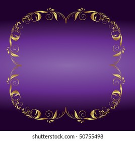 lilac background with a gold frame of the patterns.