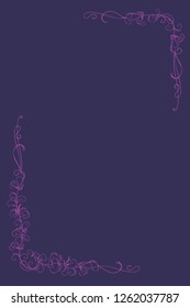 Lilac background-blank with classic floral ornament in the lower left and upper right corners. Suitable for a poster or invitation in vintage style for a dance ball or concert of classical music.