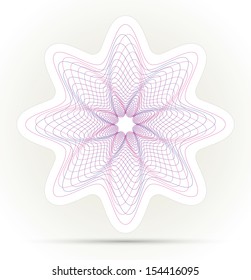 Lilac - blue, Flower spirograph with white border, shadow on light background.