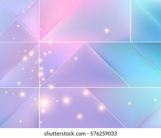 Lilac  and  blue  mosaic background with light effects. Neutral vector background.