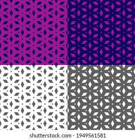 Patrón geométrico sin costuras de Lilac y azul en estilo árabe. Fondo monocromo vectorial. Textura étnica repetitiva con polígono para papel pintado, tela impresa, fondo, textil. Inversión de color.