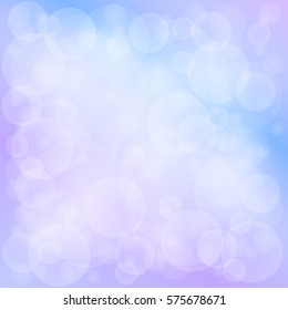 Lilac Blue Soft Bright Abstract Bokeh Background ,Soft Glow of the Sun , Defocused Lights, Vector Illustration 
