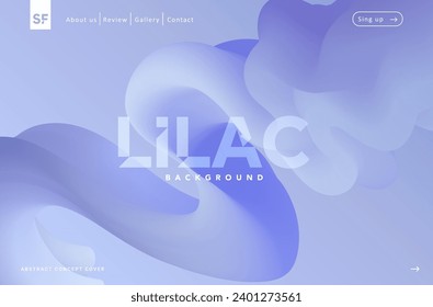 Lilac blue tones fluid wave gradient landing page. Winter cold colors modern flow blend shape background design for cover, banner, poster, flyer, presentation, advertising