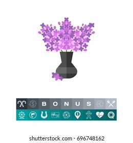 Lilac bouquet in vase icon