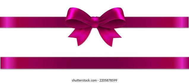 Lilac Bow Isolated White Background With Gradient Mesh, Vector Illustration
