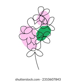 lilac branch one line art, trendy minimalistic illustration