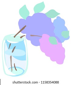 Lilac branch in a transparent glass vector graphic