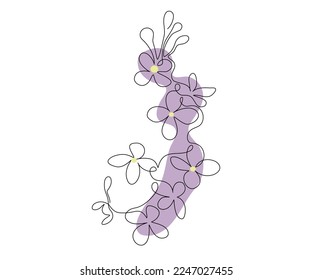 rama de lilac, dibujado a mano, línea mono continua, arte de una línea