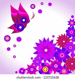 Lilac butterfly on the background with bright colors