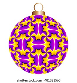 Lilac christmas ball with yellow elements (motion illusion)