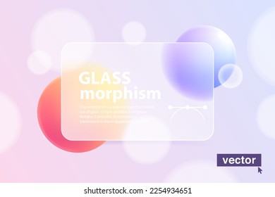 Banner de diseño minimalista de color Lilac al estilo del glasmorfismo. Objeto de diseño de interfaz de usuario de tarjeta bancaria. Pantalla de pago digital con efecto de superposición de vidrio en esferas de gradiente flotante. Ilustración vectorial.