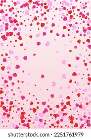 Lilac Confetti Background Pink Vector. Color Pattern Heart. Pinkish Elegant Backdrop. Violet Confetti Celebration Frame. Red Abstract Texture.