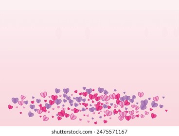 Lilac Confetti Background Pink Vector. Happy Pattern Heart. Violet Greeting Frame. Fond Heart Amour Illustration. Red Bright Texture.