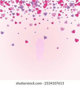 Lilac Confetti Background Pink Vector. Folded Backdrop Heart. Violet Gift Texture. Purple Confetti Bright Illustration. Pinkish Art Frame.