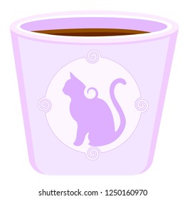 
Lilac cup with a cat silhouette. Vector illustration for greeting card.