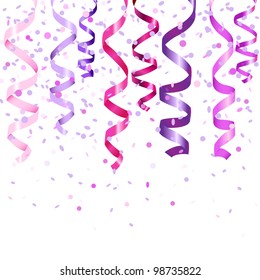 Lilac Curling Stream, Isolated On White Background, Vector Illustration