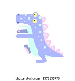 Lilac cute cartoon children's character funny dragon