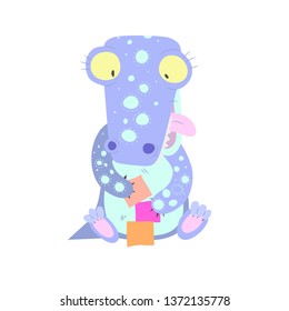Lilac cute cartoon children's character funny dragon