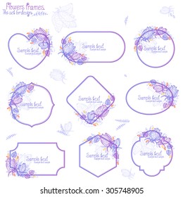 Lilac day. Frames. Vector artwork for design.