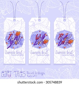 Lilac day. Gift tags. Vector artwork for design.