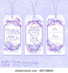 Lilac day. Gift tags. Vector artwork for design.