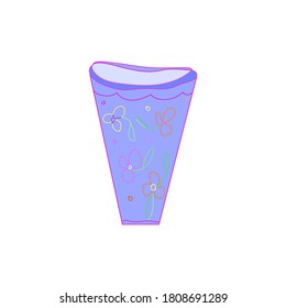 lilac drinking glass with flower pattern vector illustration isolated on white background