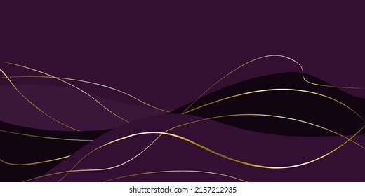 Lila-Dünen mit goldenen Linien. Goldene Fäden auf violettem Hintergrund