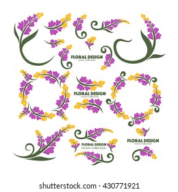 lilac floral design elements and frames