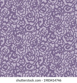 Lilac Blütenskandi Muster Druck. Nahtloser minimaler Modedoodle-Hintergrund. Stille Geschlecht inklusive gezeichnete Blumenmotive Textur. Playful Kind Zimmer Tapete Vektorwiederholung.