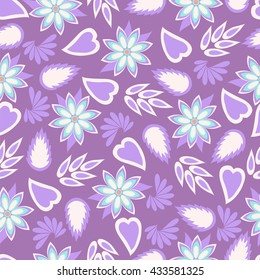 Lilac floral seamless background. Vector illustration.