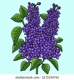 Lilac Flower Colored Cartoon Illustration