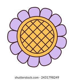 Lilac flower. Doodle style isolated on white background. Spring summer seasons design element. Perfect For Poster Invitation Tshirt Print or Greeting Card. Trendy flat vector illustration 