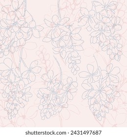 Lilac flower tree branch abstract floral print. Botanical background. Contemporary art