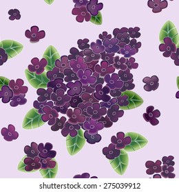 Lilac flower vector illustration. Seamless floral pattern.