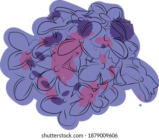 Dibujo de tinta de flores de lino. Ilustración vectorial aislada en blanco.