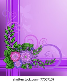 Lilac flowers on purple plaid background