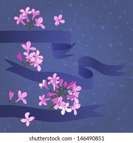 lilac flowers and ribbons, vector illustration, eps10