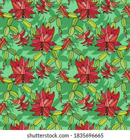 Lilac flowers seamless pattern of Christmas plants. Vector stock illustration eps10.