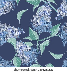 Lilac Flowers Seamless Pattern. Hand Drawn Floral Background.