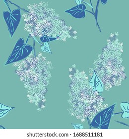 Lilac Flowers Seamless Pattern.  Vector Background.