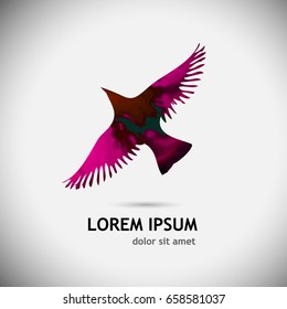 Lilac flying bird. Vector